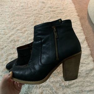 black leather booties from Lucky Brand